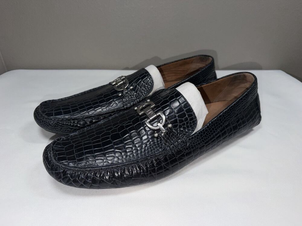 Donald Pliner Veba2 Men’s Size 15 Blue Croc Embossed Leather Driving Loafers